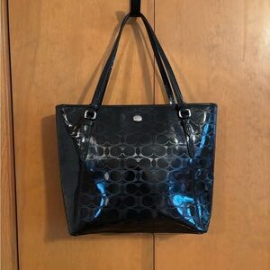 Coach Black Patent Leather Tote